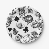 Assiettes En Carton Alice White Rabbit Wonderland Cheshire Cat (Devant)