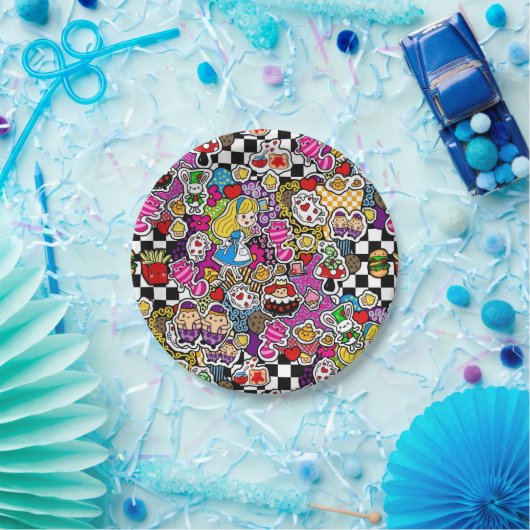 Assiettes En Carton Alice Wonderland Mad Hatter Cat Doodle (Fête)