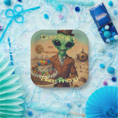 Assiettes En Carton Alien amical avec gâteau d'anniversaire (Fête)