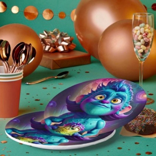 Assiettes En Carton Alien et ami de l'espace