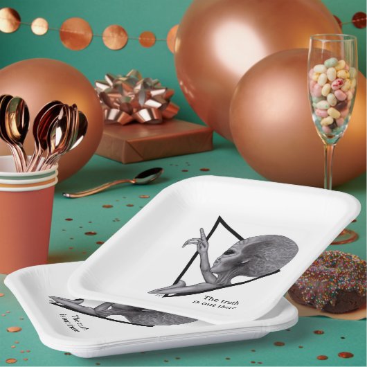 Assiettes En Carton Alien gris, la vérité est là (Multi)
