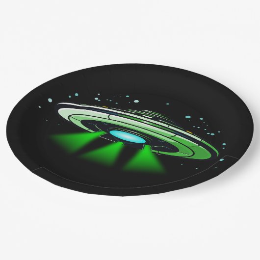 Assiettes En Carton Alien OVNI enlèvement vaisseau spatial fête d'anni (Angle)