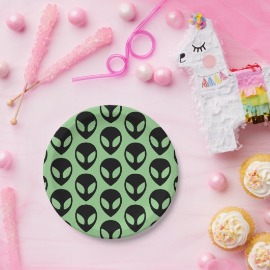 Assiettes En Carton Alien spatial (Fête)