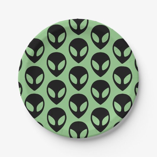 Assiettes En Carton Alien spatial (Devant)