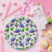 Assiettes En Carton alien ufo et motif étoile (Fête)