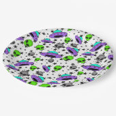 Assiettes En Carton alien ufo et motif étoile (Angle)