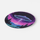 Assiettes En Carton Alien vaisseau spatial rétro futuriste (Angle)