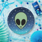 Assiettes En Carton Alien vert (Fête)