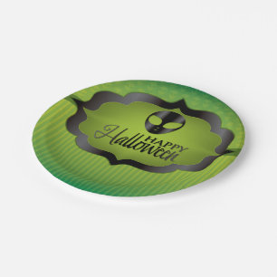 Assiettes En Carton Alien vert d'Halloween