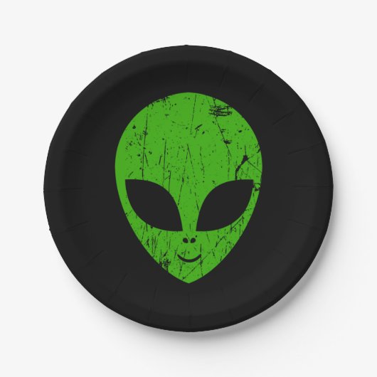 Assiettes En Carton alien vert tête pour science-fiction extraterrestr (Devant)
