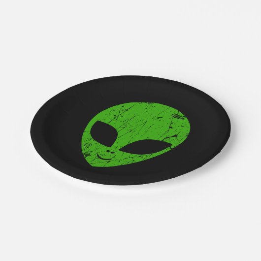 Assiettes En Carton alien vert tête pour science-fiction extraterrestr (Angle)
