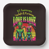 Assiettes En Carton Aliens brillants en amour sous ciel (Recto)