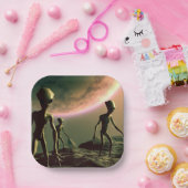 Assiettes En Carton ALIENS gris SF 2 (Fête)