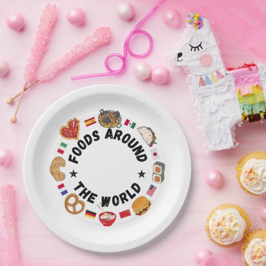 Assiettes En Carton Aliments dans le monde (Fête)