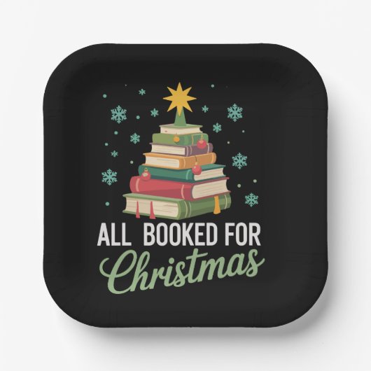 Assiettes En Carton All Booked For Christmas Tree Books Teacher Xmas  (Recto)