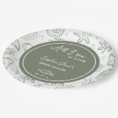 Assiettes En Carton All I Sea is Love Sage Green Seashells Doodles (Angle)