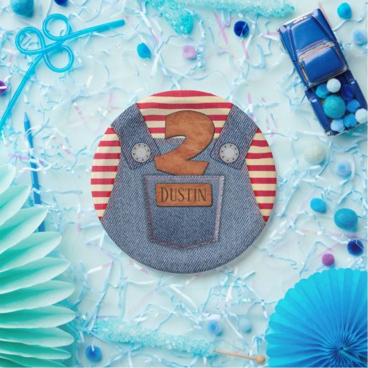 Assiettes En Carton All-Star 2e anniversaire Denim Overalls (Fête)