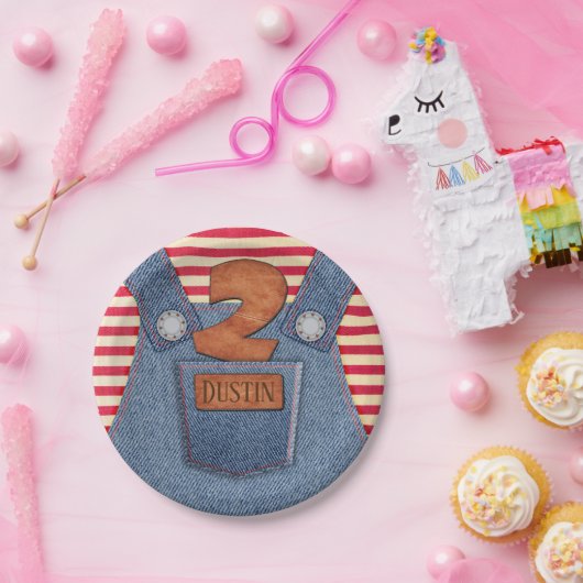 Assiettes En Carton All-Star 2e anniversaire Denim Overalls (Fête)