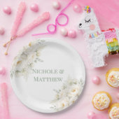 Assiettes En Carton All White Floral Wedding (Fête)