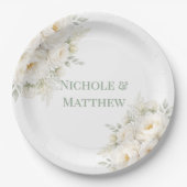 Assiettes En Carton All White Floral Wedding (Devant)