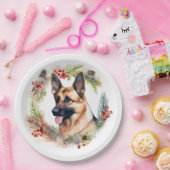 Assiettes En Carton Allemand Berger Noël Wreath Festive Pup (Fête)