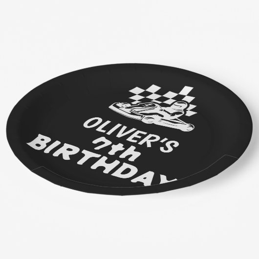 Assiettes En Carton Allez karting, course voiture garçon anniversaire (Angle)