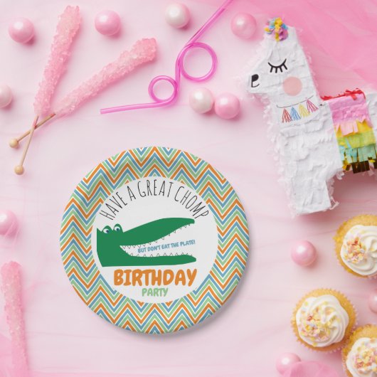 Assiettes En Carton Alligator Chomp, fête d'anniversaire de Chevron (Fête)