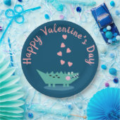 Assiettes En Carton Alligator Valentines Coeurs de jour rose (Fête)