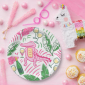 Assiettes En Carton Alligator Vin rose vert Preppy (Fête)