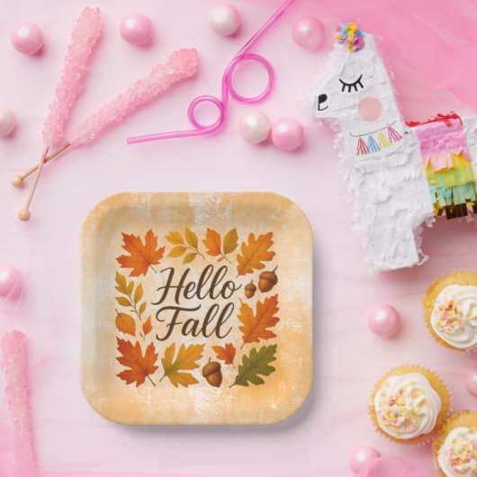 Assiettes En Carton Allo Feuilles et glaces automnales (Fête)