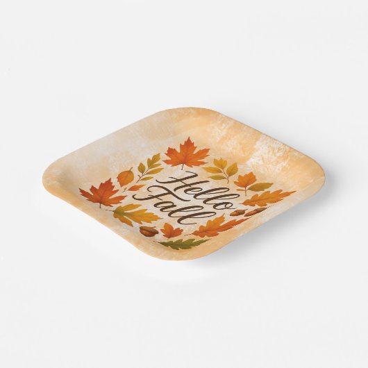 Assiettes En Carton Allo Feuilles et glaces automnales (Angulaire)