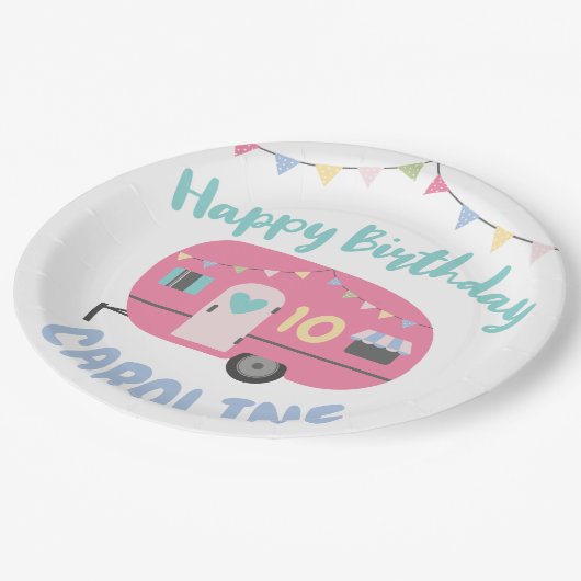 Assiettes En Carton Allons glaner la fille joyeuse fête d'anniversaire (Angle)