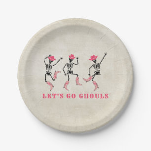 Assiettes En Carton Allons Gouls Halloween Skeletons Pink Cowgirl