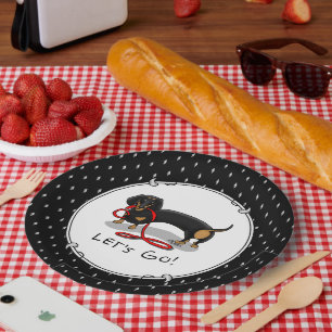 Assiettes En Carton Allons-y ! Dachshund Chien (noir et bronzé) Drôle