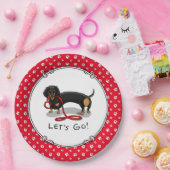 Assiettes En Carton Allons-y ! Dachshund (noir et tan) drôle chien (Fête)