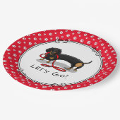 Assiettes En Carton Allons-y ! Dachshund (noir et tan) drôle chien (Angle)