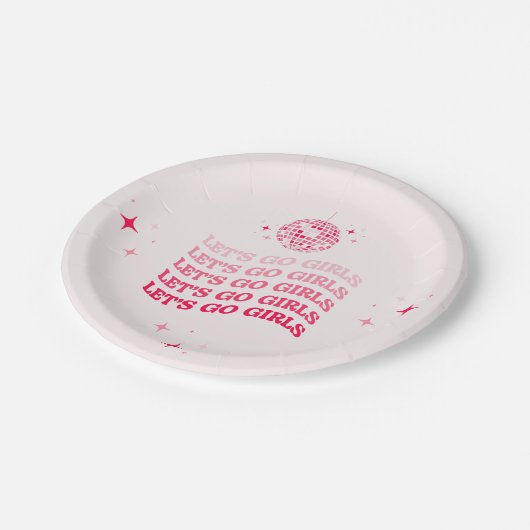 Assiettes En Carton Allons-y Filles - Plaque en papier - Bachelorette  (Angle)