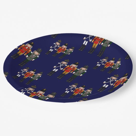 Assiettes En Carton Allover Nutcrackers, Plaques de papier bleu (Angle)