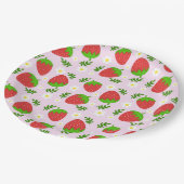 Assiettes En Carton Almofada fofa design contínuo morangos fundo rosa (Angle)