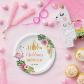 Assiettes En Carton Aloha Anniversaire ananas Flamant rose tropical fl (Fête)