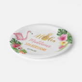 Assiettes En Carton Aloha Anniversaire ananas Flamant rose tropical fl (Angle)