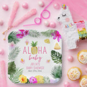 Assiettes En Carton Aloha Baby Pineappy & Pacifiers Baby shower Luau (Fête)