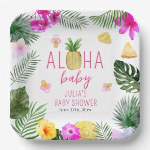 Assiettes En Carton Aloha Baby Pineappy & Pacifiers Baby shower Luau