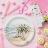 Assiettes En Carton Aloha Beach Tropical Cocots Palm Tree (Fête)