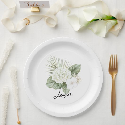 Assiettes En Carton Aloha Beach Tropical Hydrangea Floral Mariage (Mariage)