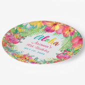 Assiettes En Carton Aloha Flamant rose tropical Anniversaire Luau  (Angle)