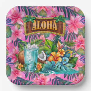 Assiettes En Carton Aloha hawaïen