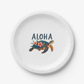 Assiettes En Carton Aloha Hawaii Hawaiian-Shirt Turtle Hibiscus Kids G