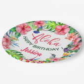 Assiettes En Carton Aloha Hawaiian Tropical Hibiscus fête d'anniversai (Angle)