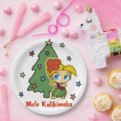 Assiettes En Carton Aloha Honeys Noël Blond Hula Girl (Fête)